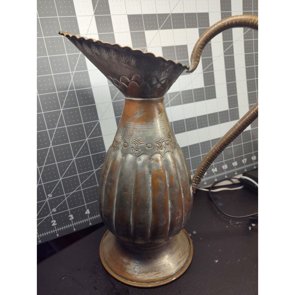 Vintage Middle Eastern Tinned Copper Ewer/Pitcher UAR